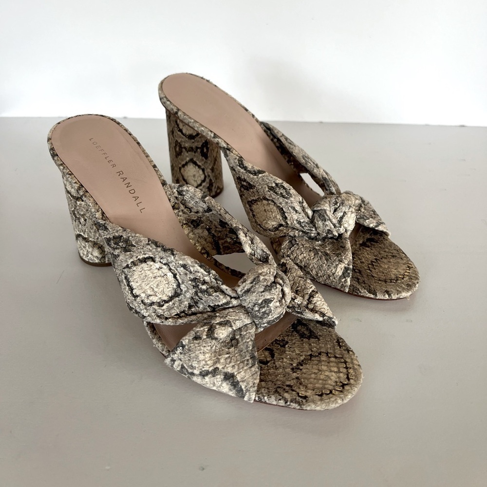 Loeffler Randall Coco High Heel Knot Snakeskin Slide, size 9.5 - Picture 2 of 13